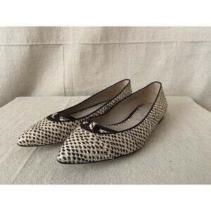 Jason Wu‎ Nude Black Watersnake Pointed Toe Ballet Flats Women 37 Twee Designer
